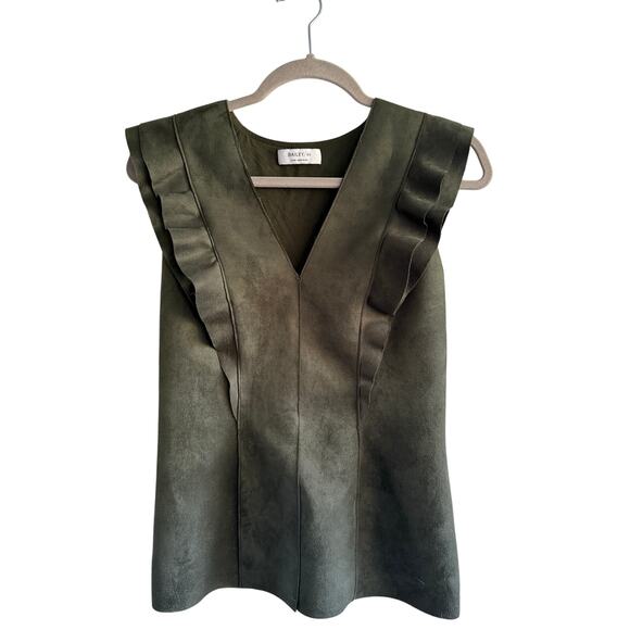 Bailey 44 Green V Neck Sleeveless Ruffle Top size Large - Picture 2 of 6
